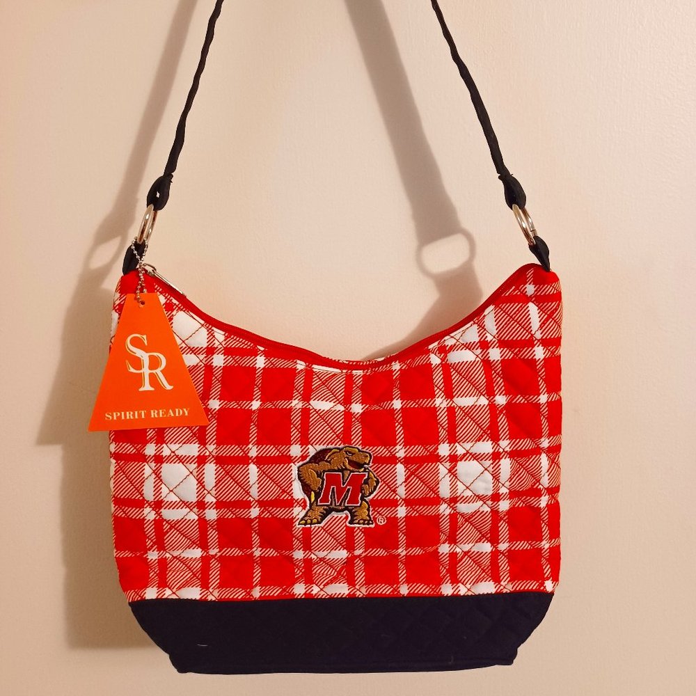 NCAA Maryland Terrapins NWT Red White Plaid Purse Handbag